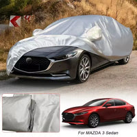 Housse voiture pour Mazda CX-3, CX-30, Mazda 3 et Mazda 6, polyester taffetas argent, imperméable anti-UV