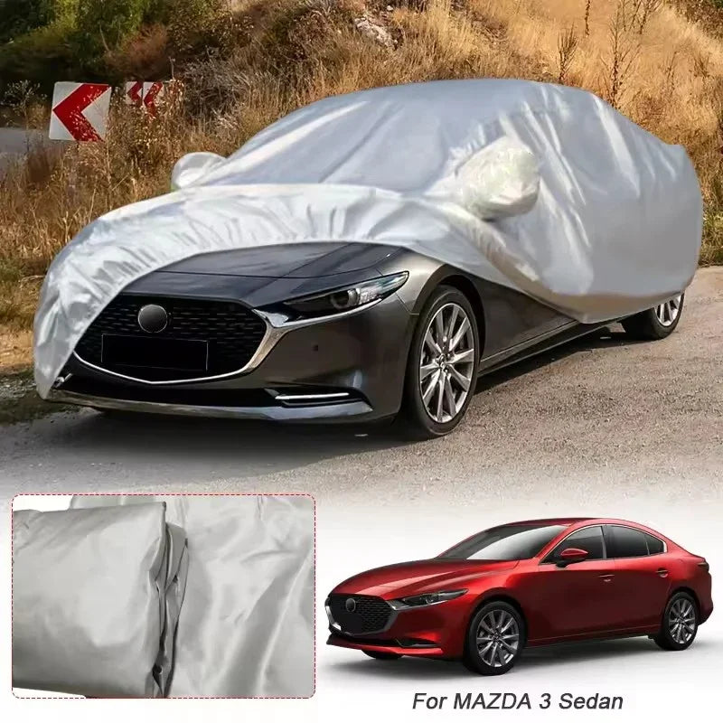 Housse voiture pour Mazda CX-3, CX-30, Mazda 3 et Mazda 6, polyester taffetas argent, imperméable anti-UV