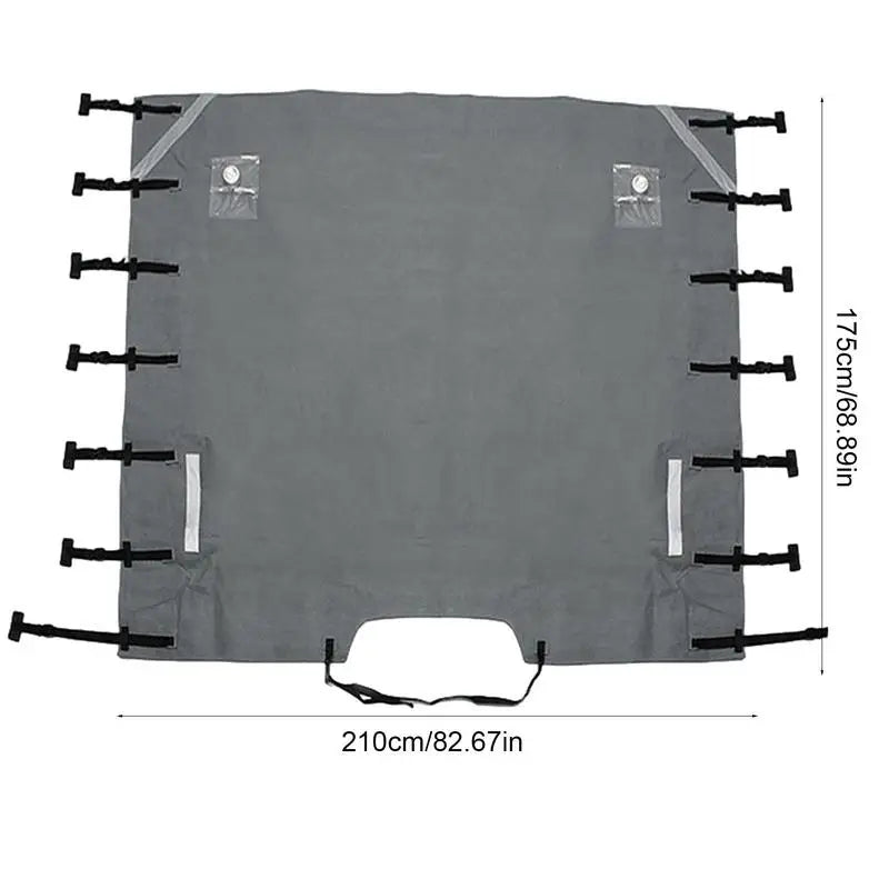 Housse de remorquage avant pour caravane avec 2 lampes LED, Oxford 210D argenté, 220 x 175 cm
