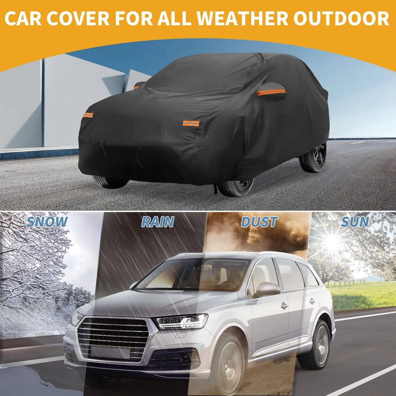 Housse voiture pour Peugeot 2008 (2014-2023) noire en 210D-PU imperméable avec fermeture éclair