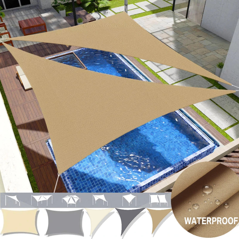 Voile d'ombrage triangulaire ou rectangulaire en polyester enduit PU, 3 coloris, de 2x2x2 à 4x6 m
