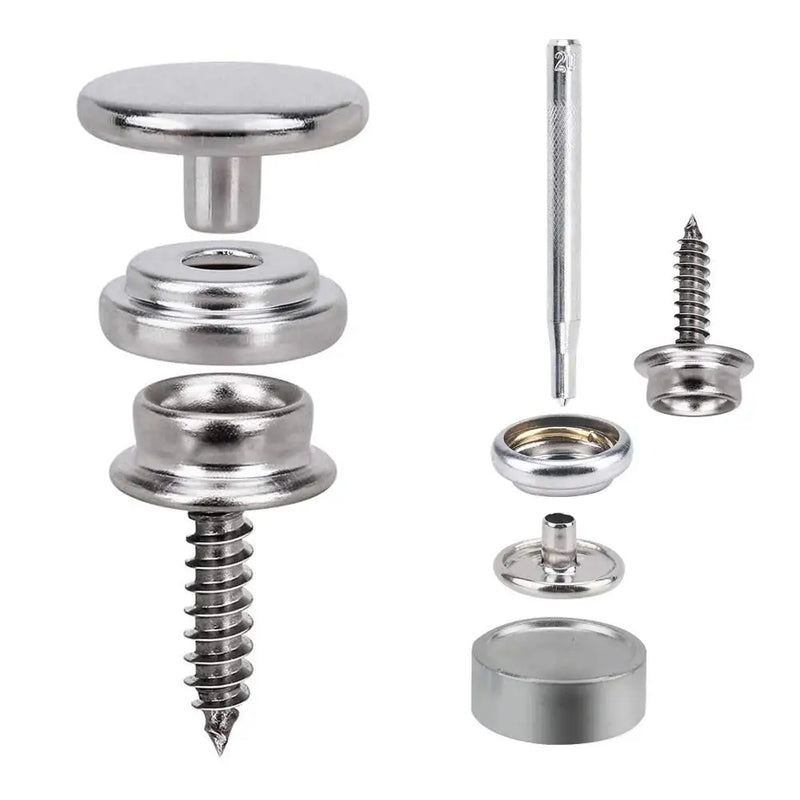 Kit boutons-pression inox pour toile de bateau, bâche et tente, 30 à 270 pièces avec outils