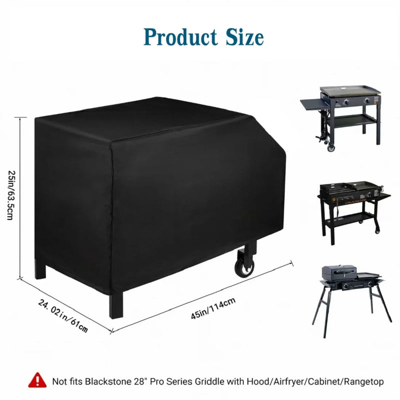 Housse de plancha sur chariot imperméable anti-UV noire, 114 x 61 x 63,5 cm
