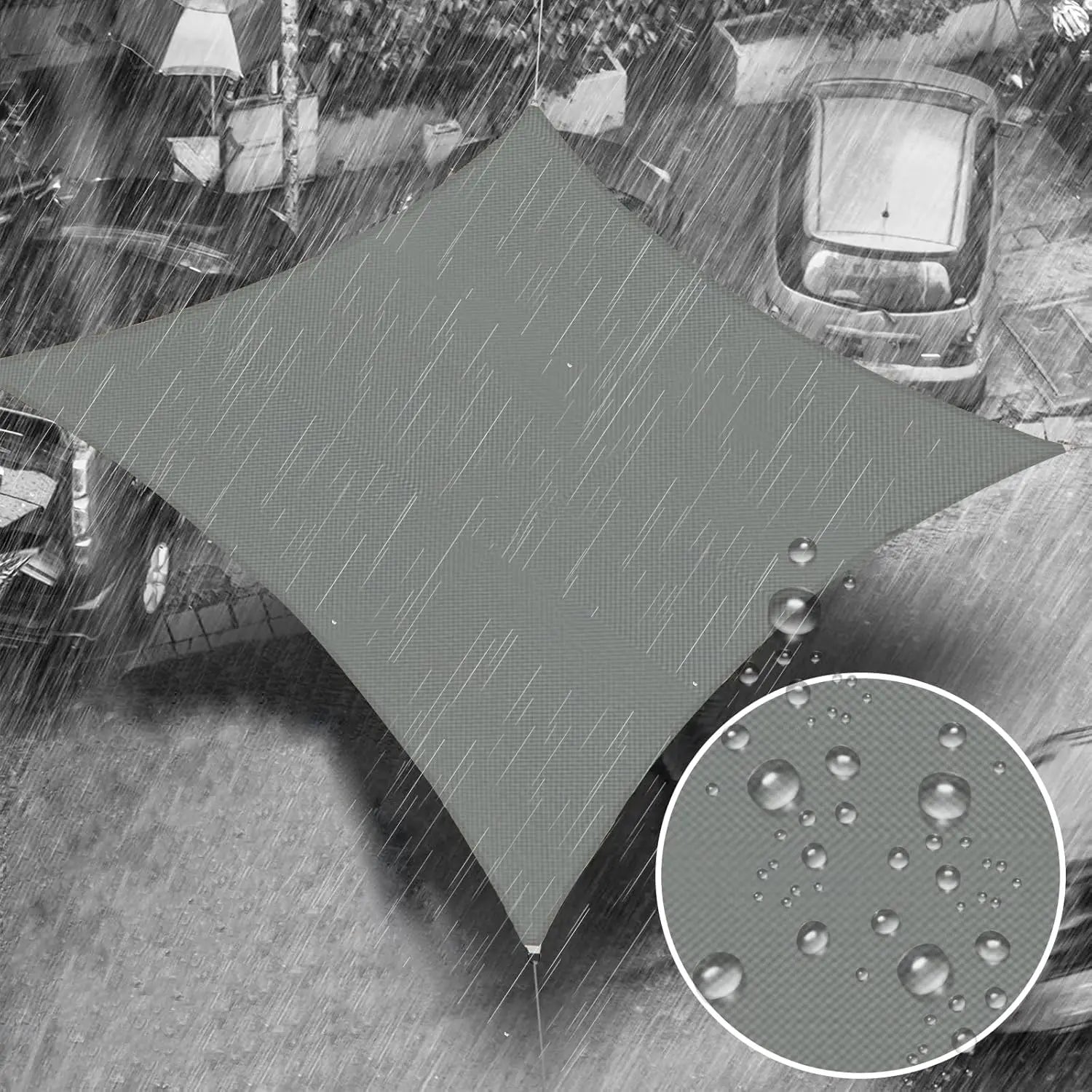 Voile d'ombrage rectangulaire ou carrée anti-UV en Oxford, de 2 x 2 à 6 x 4 m