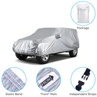 Housse voiture SUV argentée imperméable et anti-UV avec sangles anti-vent, 3 tailles