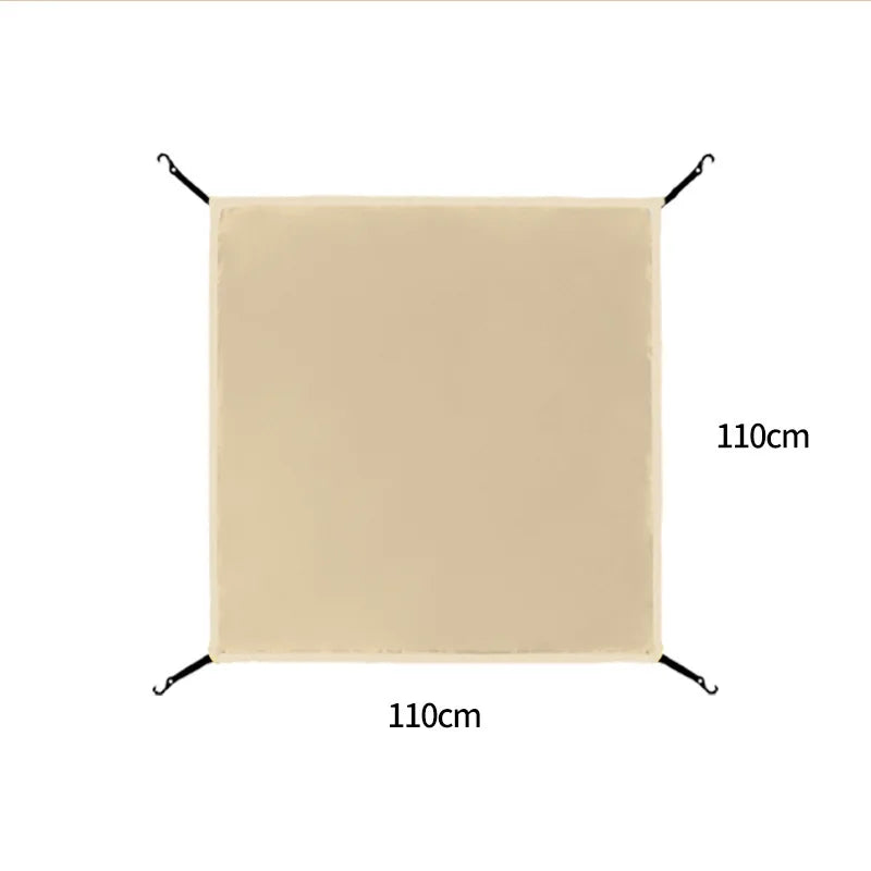 Bâche de tente de camping carrée imperméable avec 4 crochets, de 56 à 148 cm, vert ou beige