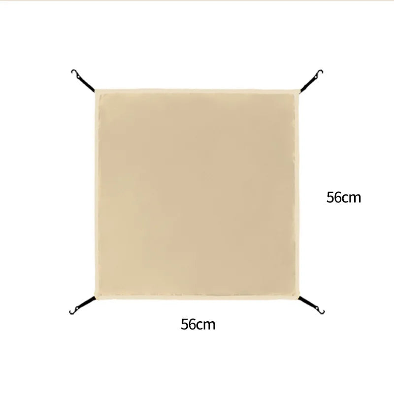 Bâche de tente de camping carrée imperméable avec 4 crochets, de 56 à 148 cm, vert ou beige