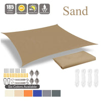 Voile d'ombrage rectangulaire et carré 185 g/m², anti-UV, avec ou sans kit de fixation