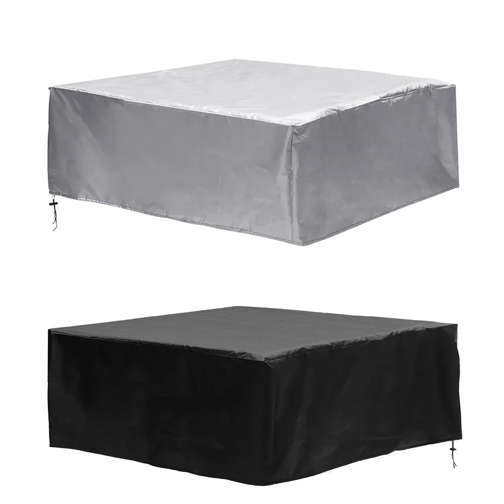 Housse spa carré universelle imperméable anti-UV en polyester, argent ou noire, 7 tailles