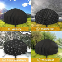 Housse de brasero ronde imperméable à cordon de serrage en polyester, 3 dimensions de 80 à 122 cm