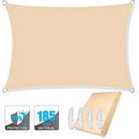 Voile d'ombrage rectangulaire résistant à l'eau, polyester 185 g/m², avec ou sans kit de fixation