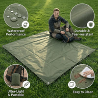Bâche de camping imperméable 3 en 1 en polyester, auvent et abri, camouflage, noire ou verte