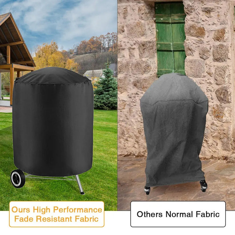 Housse barbecue ronde imperméable en Oxford 210D à cordon de serrage, Ø 71 cm, hauteur 73 cm