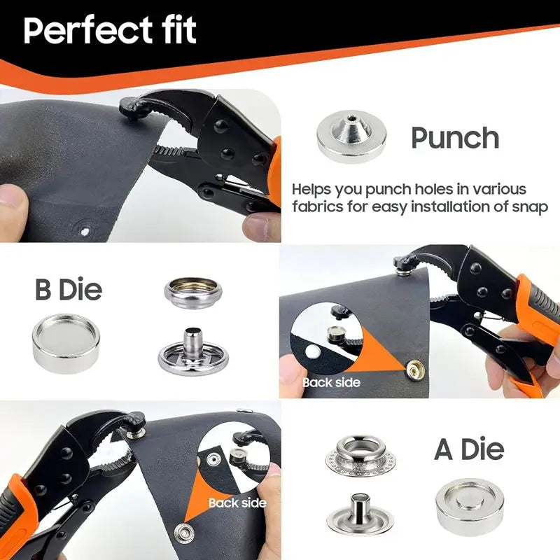 Kit boutons-pression inox pour toile de bateau, bâche et tente, 30 à 270 pièces avec outils