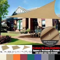 Voile d'ombrage triangulaire, carré ou rectangulaire en polyester 185 g/m², anti-UV, 17 tailles