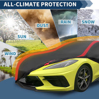Housse voiture pour Chevrolet Corvette C3, triple couche imperméable, extensible, anti-poussière et anti-neige, noire