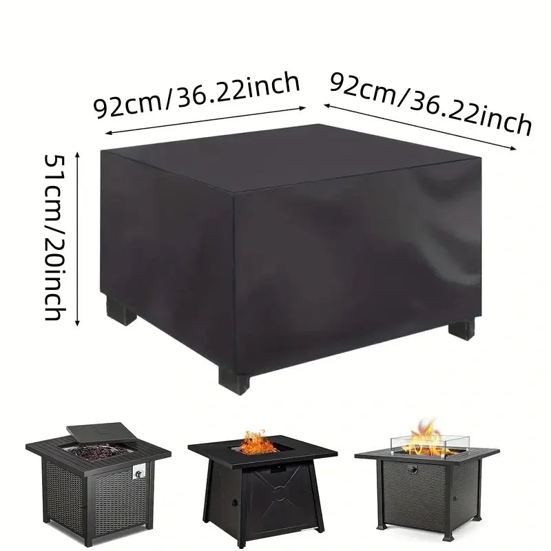 Housse table de foyer carrée respirante en polyester, 11 dimensions de 40 à 135 cm
