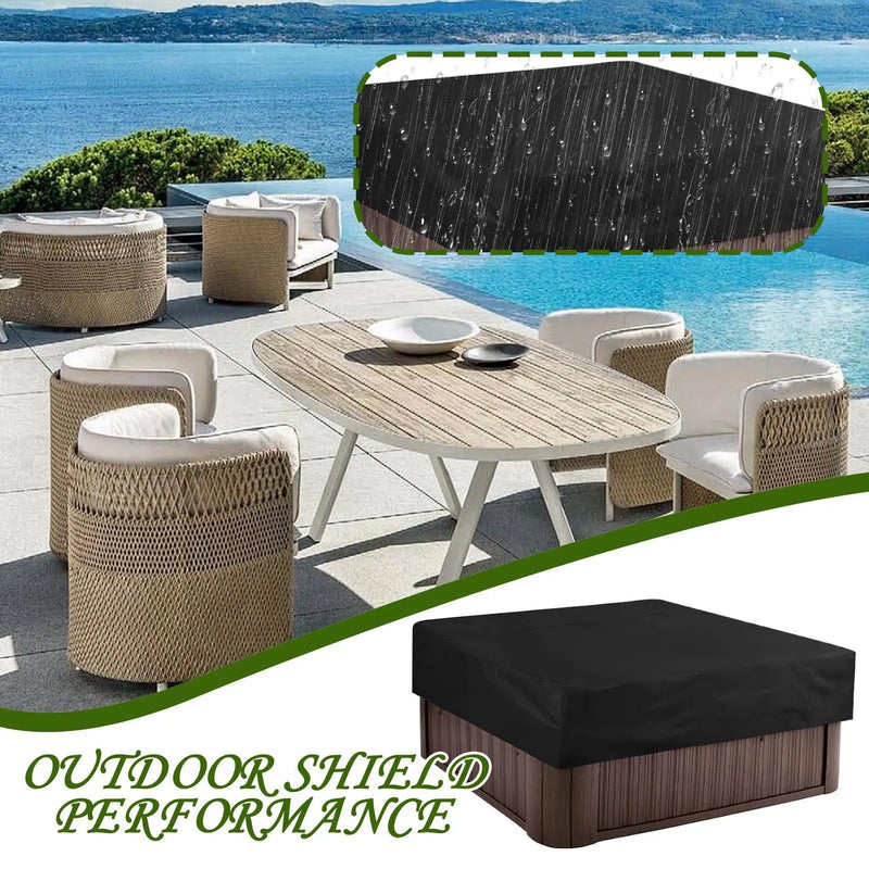 Housse de spa carré imperméable anti-UV noire, Oxford 420D, 220 x 220 x 30 cm