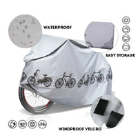 Housse de pluie pour vélo en PEVA avec bande auto-agrippante coupe-vent, anti-UV, grise ou noire
