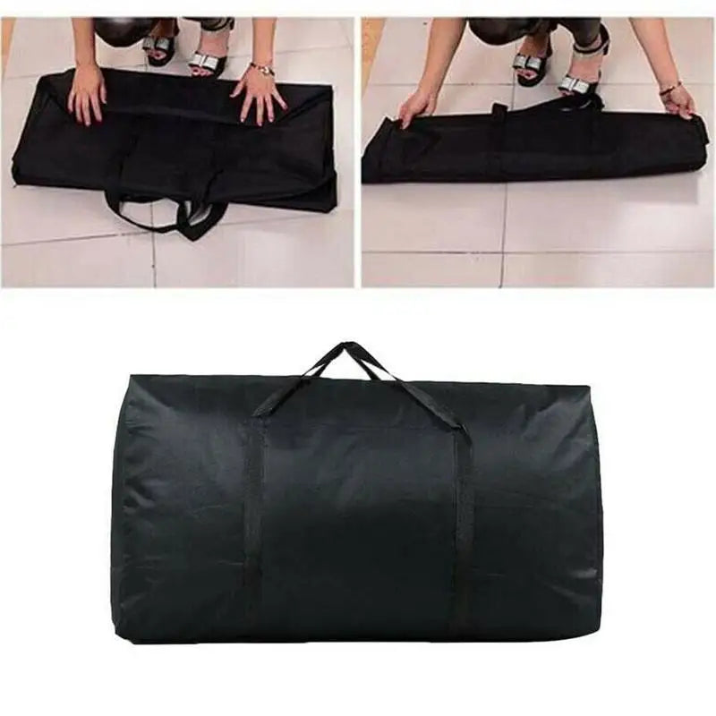 Grand sac de rangement noir 80 x 48 x 25 cm, fermeture éclair, tissu Oxford