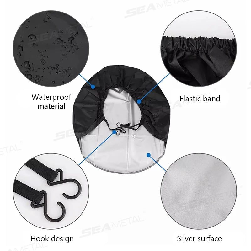 Housse de roue imperméable pour pneu de 74 à 81 cm, argent ou noir