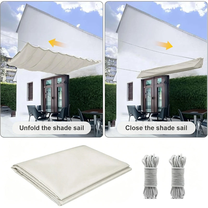 Voile d'ombrage rétractable pergola Oxford anti-UV, 12 coloris, de 1 x 3 à 2 x 6 m