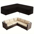 Housse d'angle en L pour salon de jardin, polyester 210D noir imperméable, 11 tailles