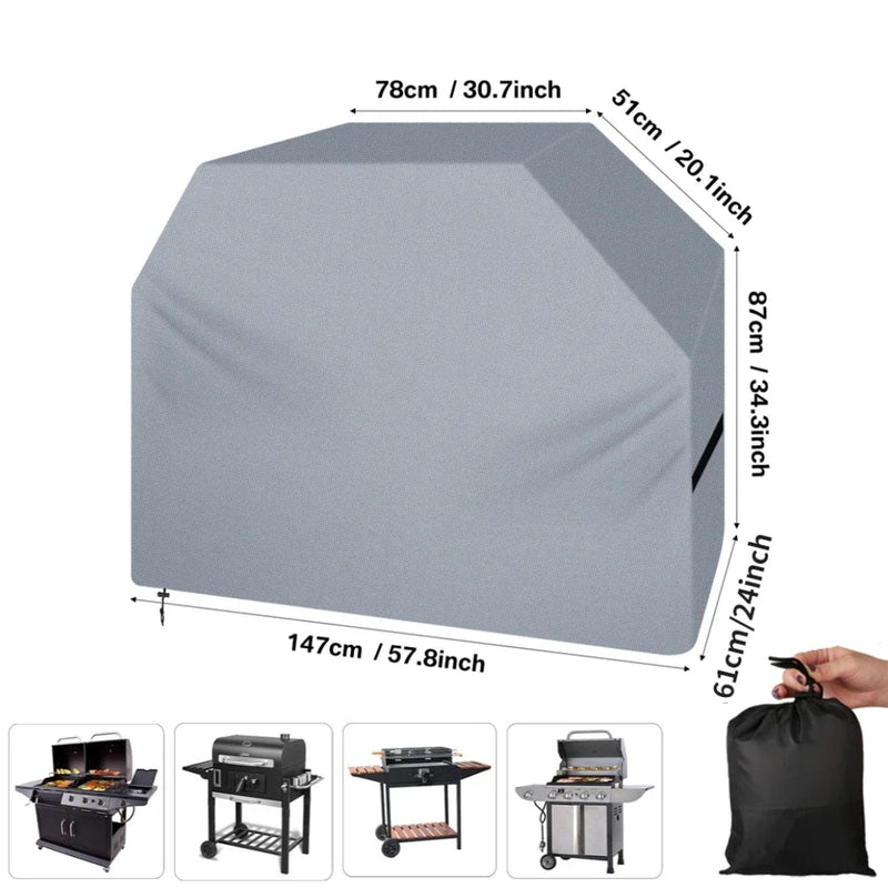 Housse barbecue Oxford enduit imperméable, 147 x 61 x 122 cm, sable, noir ou gris