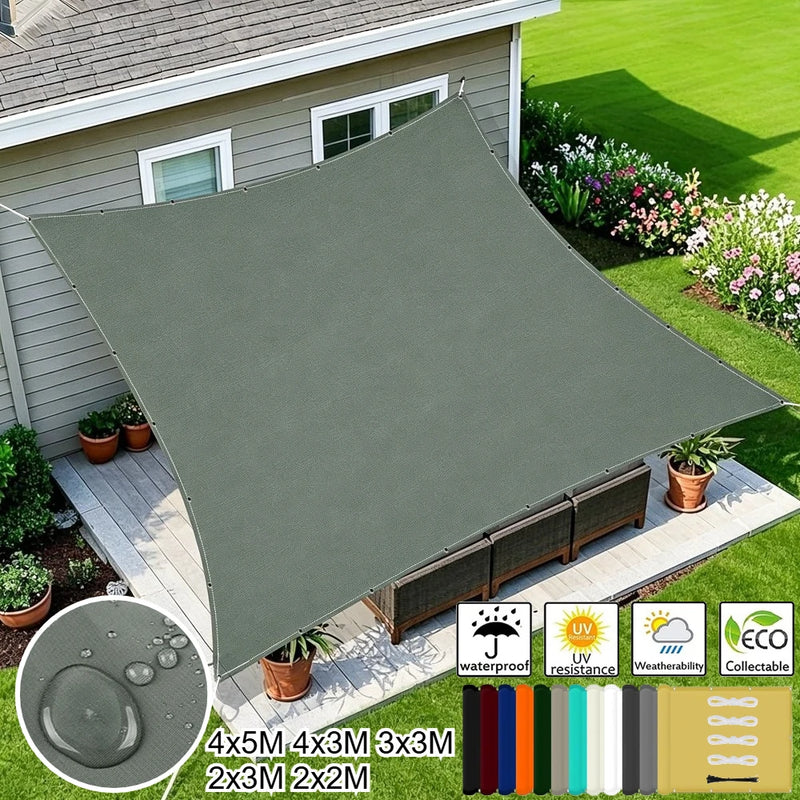 Voile d'ombrage rectangulaire imperméable avec œillets, polyester, 2 x 2 à 4 x 5 m