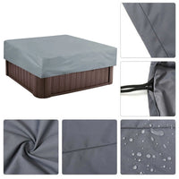 Housse de spa carré imperméable grise, tissu 190T enduit d'argent, 220 x 220 x 30 cm