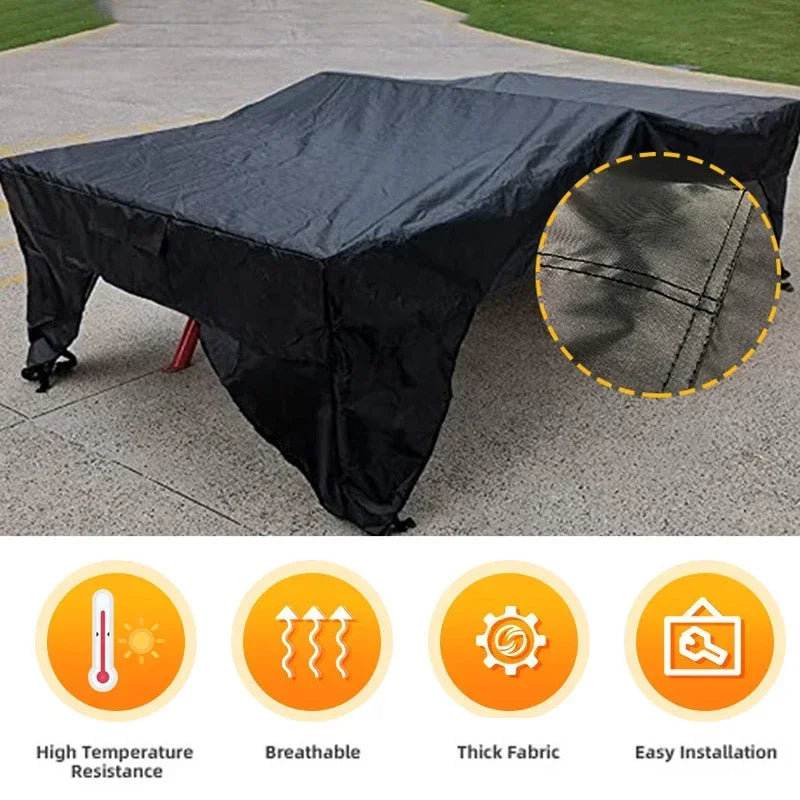 Housse table de ping-pong ouverte, polyester imperméable, 3 coloris, 280 x 153 x 73 cm