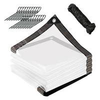 Bâche transparente en polyéthylène avec œillets, corde et 20 attaches de câble, 3 x 4 m