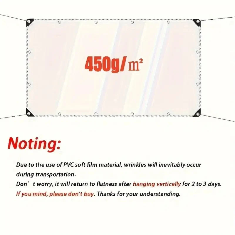 Bâche transparente PVC 450 g/m² à œillets, 2 x 2 m ou 2 x 3 m