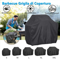 Housse de barbecue imperméable en polyester résistante aux UV, 9 tailles, gris clair ou noir