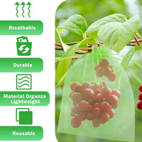 Sacs de protection pour raisins et fruits en organza, lot de 50, 7x9 à 20x30 cm