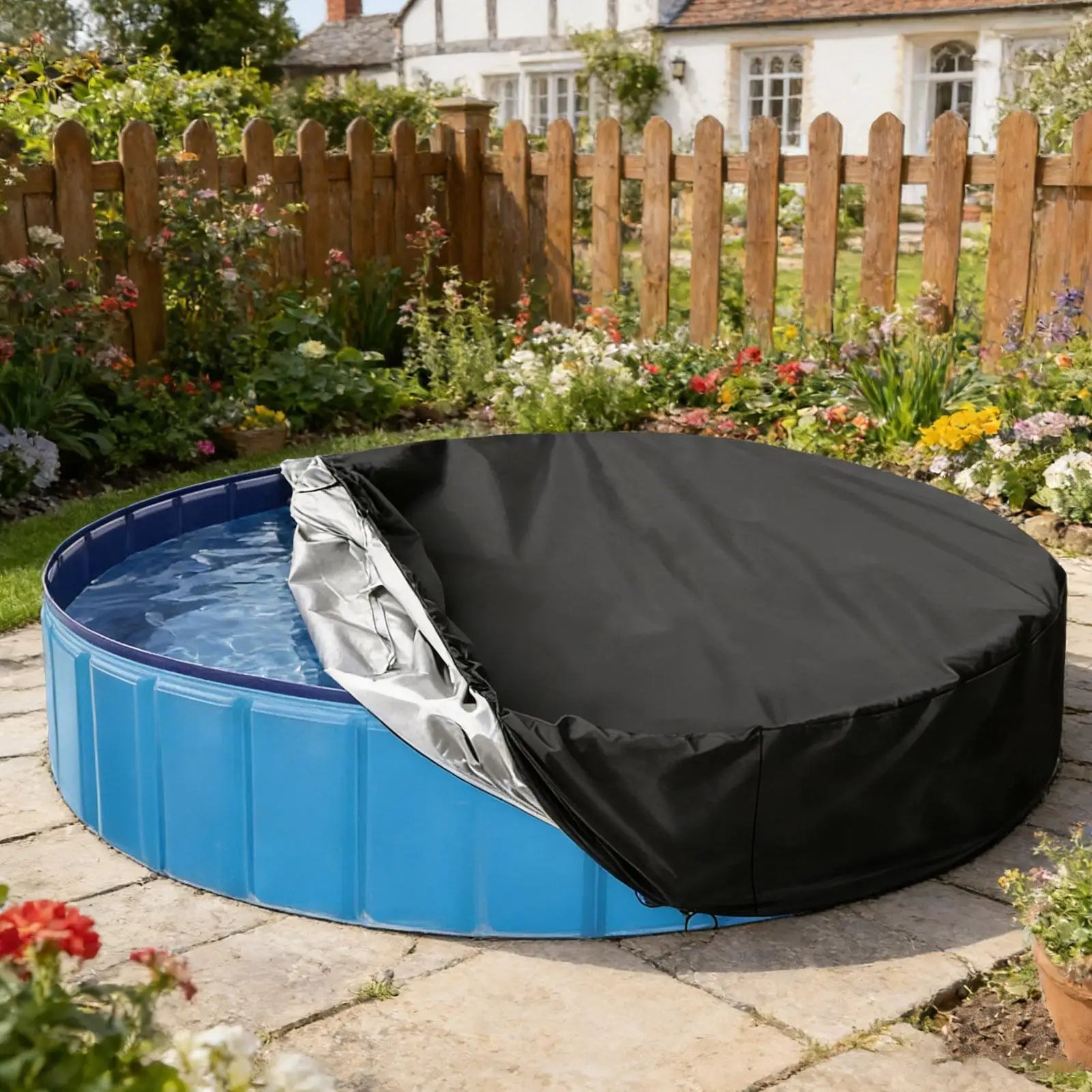 Bâche piscine ronde hors sol en Oxford à cordon de serrage, Ø 122 à 305 cm