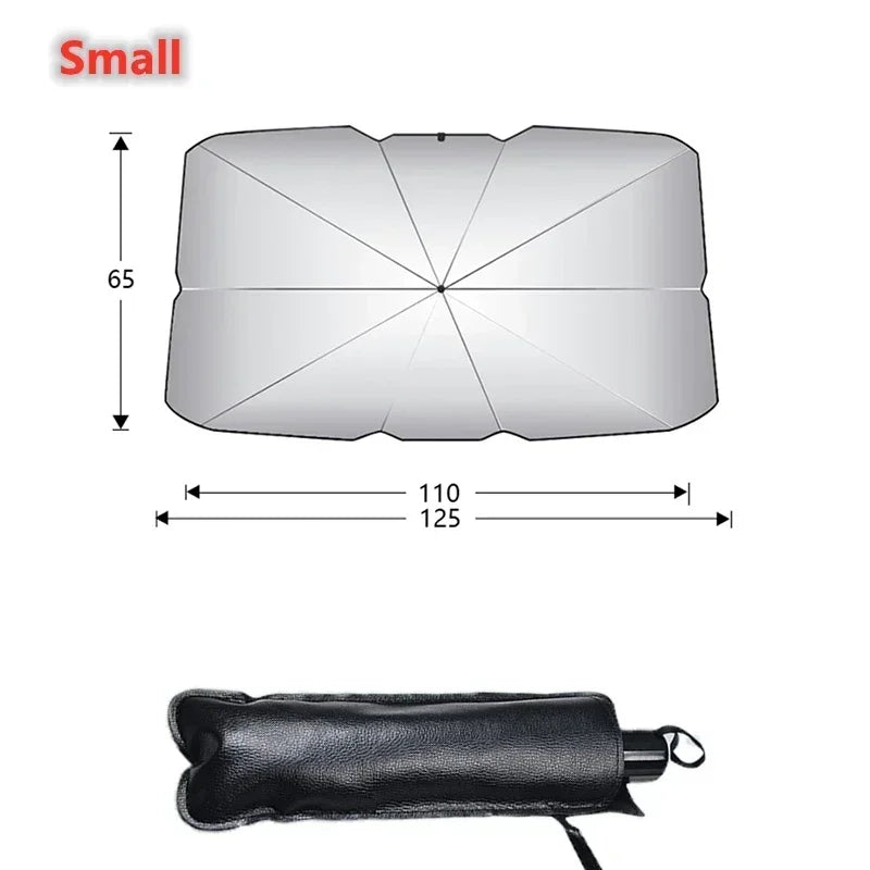 Pare-soleil de pare-brise parapluie pliable anti-UV, 2 tailles, rideaux de vitres avant en option