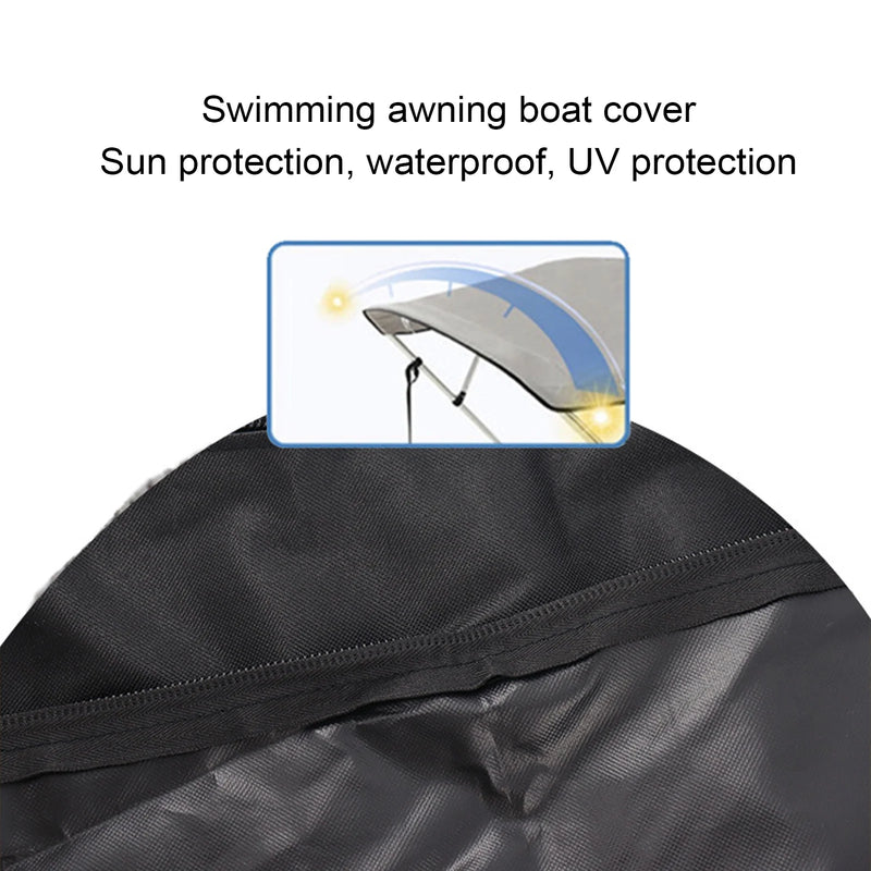 Toile de remplacement pour bimini de bateau noire, Oxford 600D imperméable, avec sac de rangement