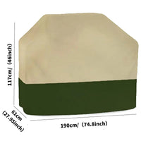 Housse barbecue rectangulaire beige et vert, Oxford 210D imperméable, 5 tailles