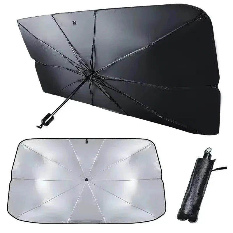 Pare-soleil parapluie argenté pliable pour pare-brise, petit ou grand modèle
