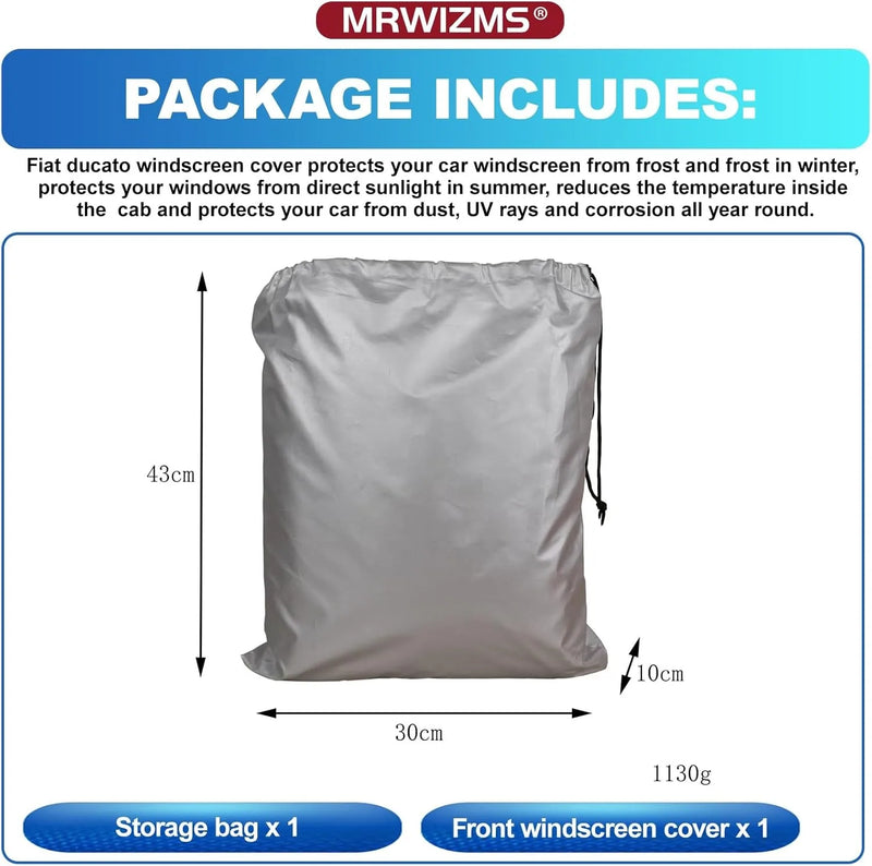 Couverture intégrale de pare-brise et de capot moteur pour fourgon aménagé Fiat Ducato X250, Ram Promaster