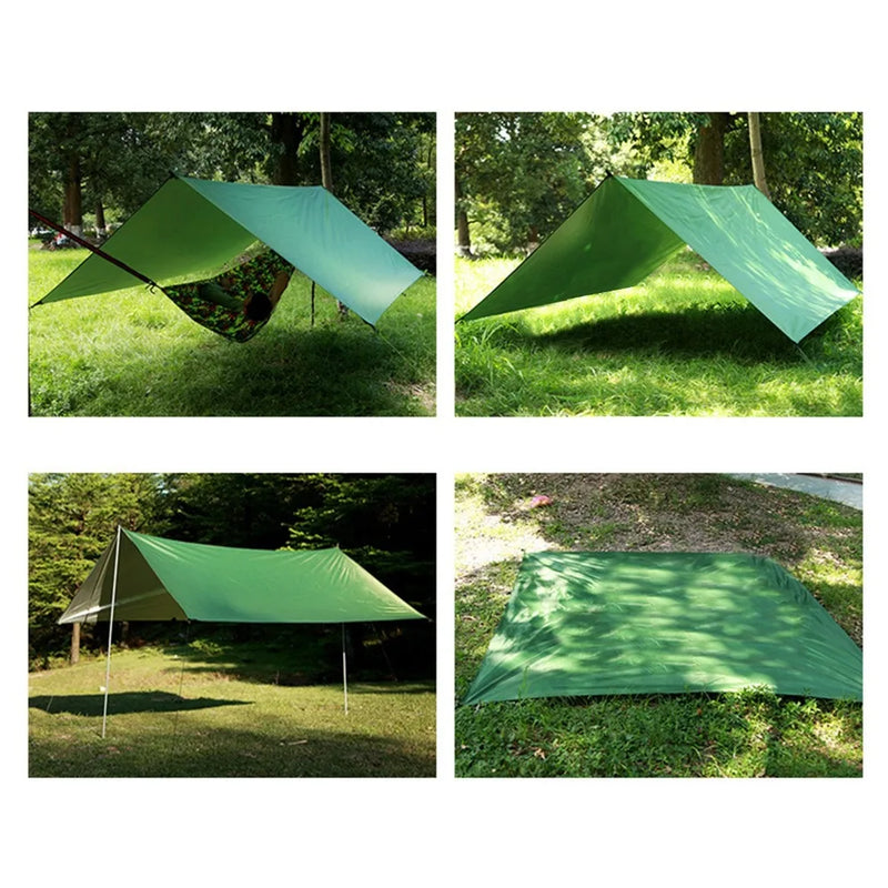 Bâche de camping imperméable en polyester 3 x 3 m avec cordes et piquets