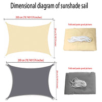 Voile d'ombrage carré ou rectangulaire polyester 300D imperméable, 15 tailles, 11 coloris