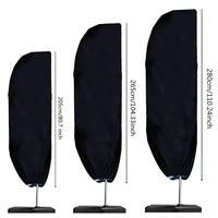 Housse parasol déporté noire imperméable et anti-UV, 3 hauteurs de 205 à 280 cm