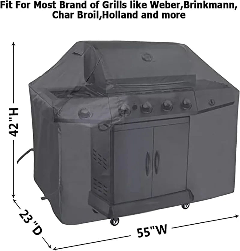 Housse barbecue grande taille noire imperméable anti-UV, 8 dimensions