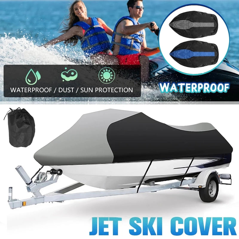 Housse de remorquage jet ski Oxford 210D, 3 tailles jusqu'à 4,2 x 3 m, noir et gris ou bleu