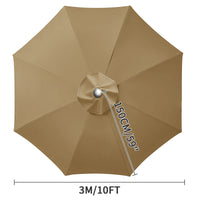 Toile de remplacement parasol 6 ou 8 baleines, imperméable anti-UV, Ø 2 à 3 m