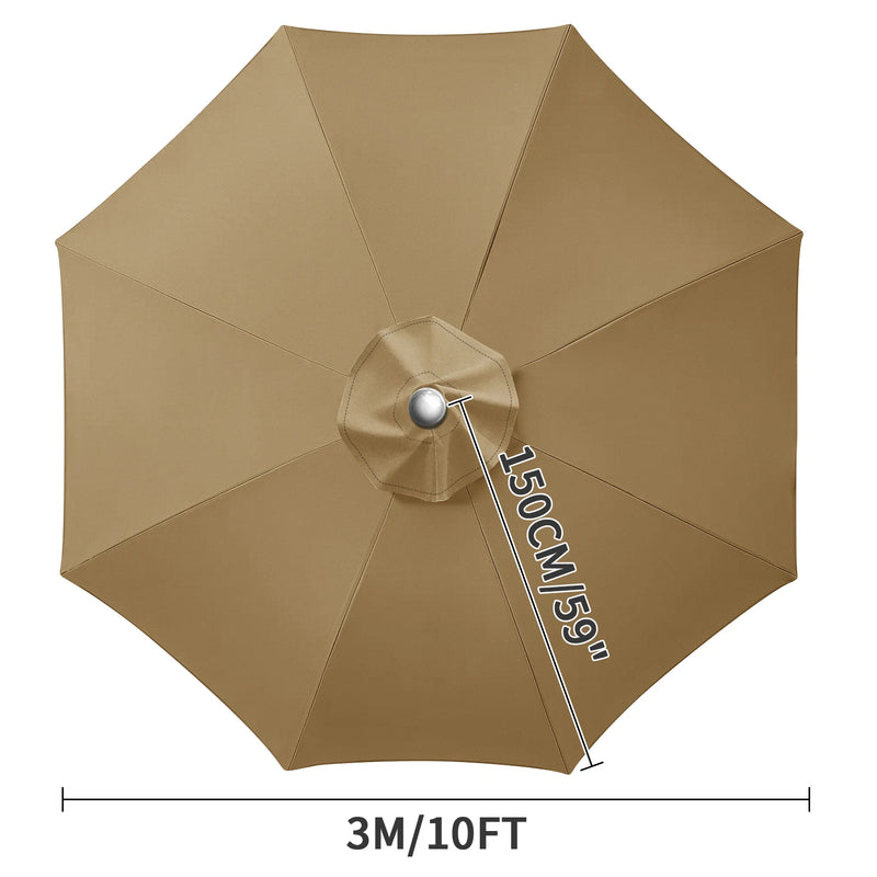Toile de remplacement parasol 6 ou 8 baleines, imperméable anti-UV, Ø 2 à 3 m