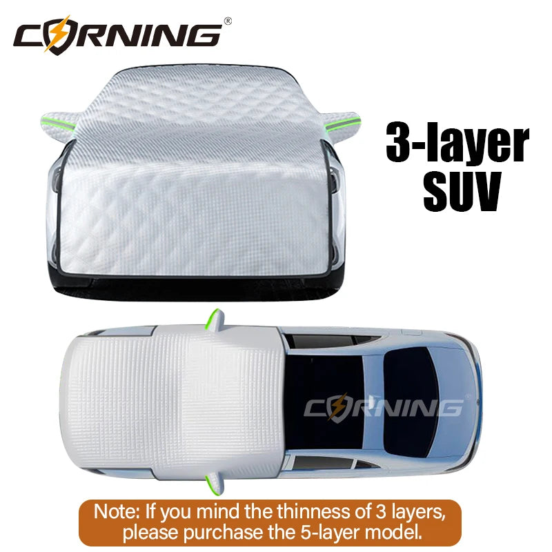 Protection pare-brise, capot et rétroviseurs en PEVA aluminium, 3 ou 5 couches, voiture, SUV et monospace