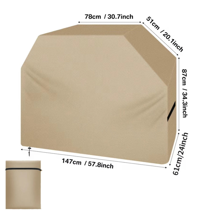 Housse barbecue Oxford 210D imperméable noir, sable ou gris, sangle réglable, 6 modèles